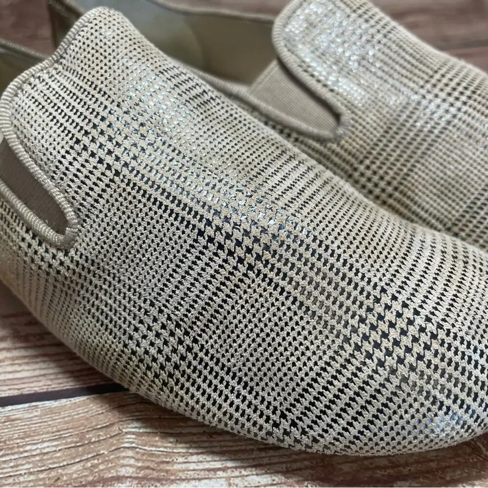 Manuela De Juan Honey Scottish Houndstooth Print Smoking Shoe size 34 usa 1.5