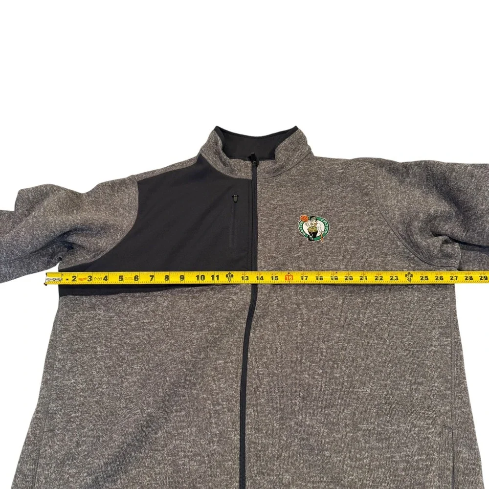 Antigua Boston Celtics Mens 2XL Full Zip Fleece Jacket Heather Grey Black‎ NBA