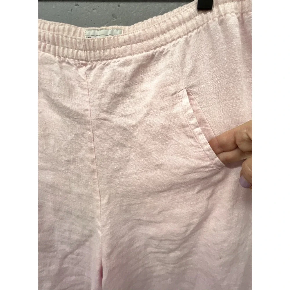 Women Vtg Linen Pants 10 Petal Pink Mini Pockets Coastal Preppy Beachy Soft Girl