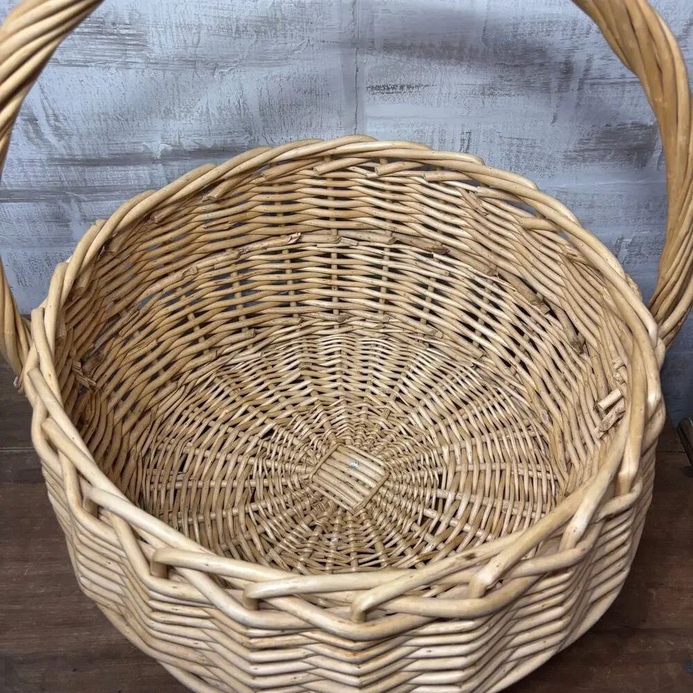 Large Vintage Wicker Single Handle Basket