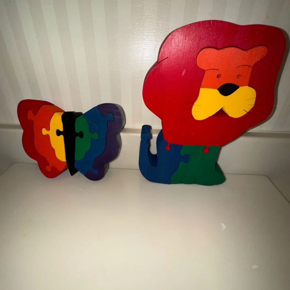 Two Handmade Wooden Puzzles
