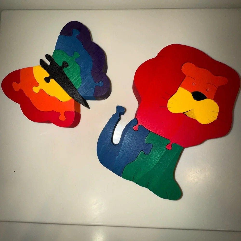 Two Handmade Wooden Puzzles