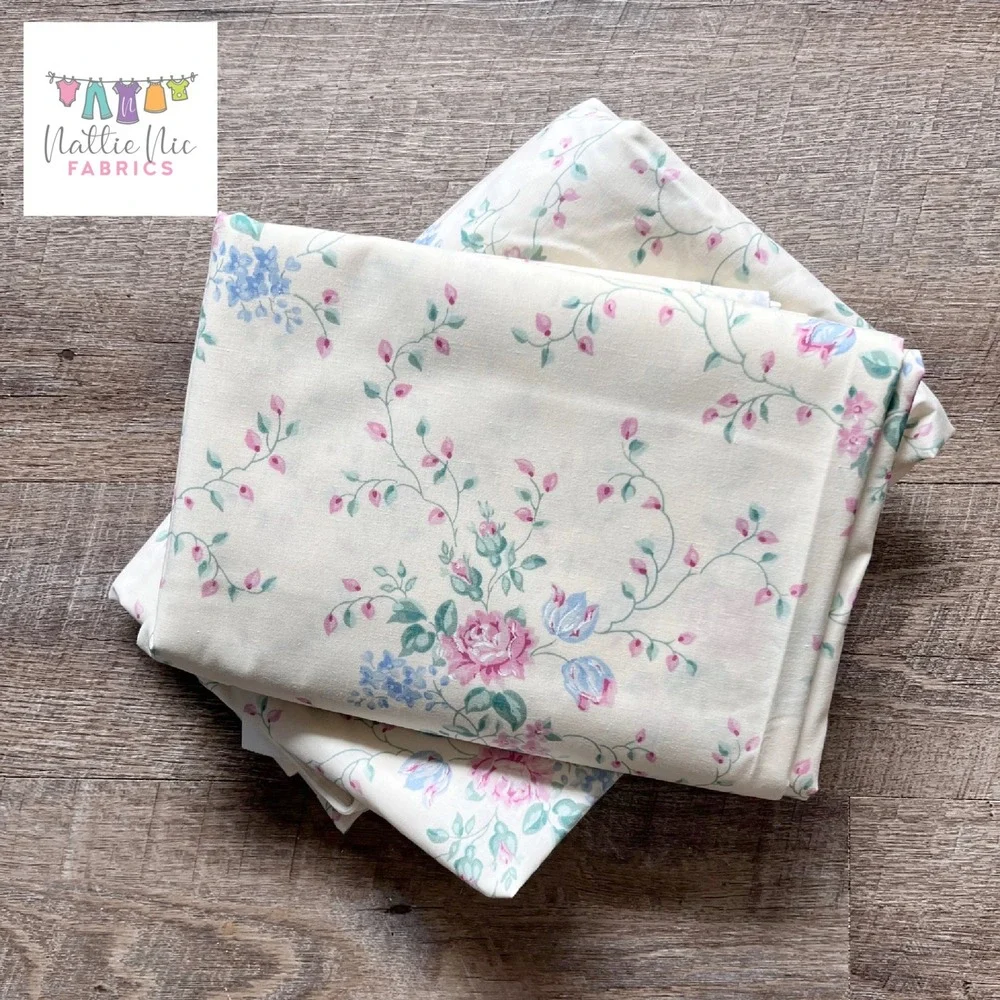 Vintage Full‎ (double) Sheet Set, JcPenneys, Brand New cream with pink floral