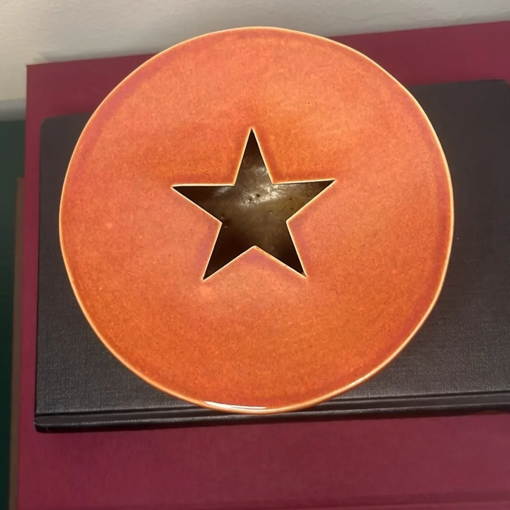 Coral‎ Handmade Pottery Star Cutout Flower Vase