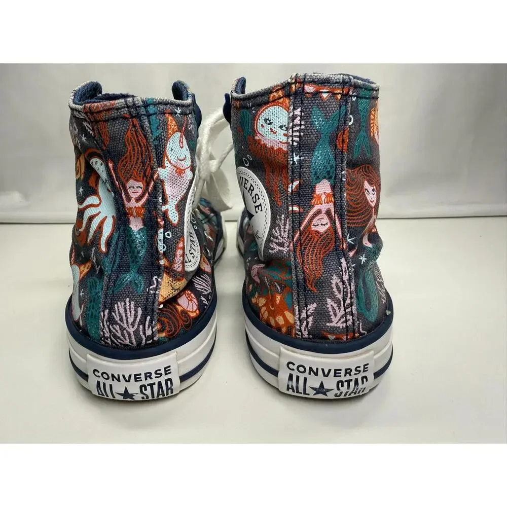 Converse Chuck Taylor All Star‎ Shoes Youth Size 12 High Top Mermaid Print Navy