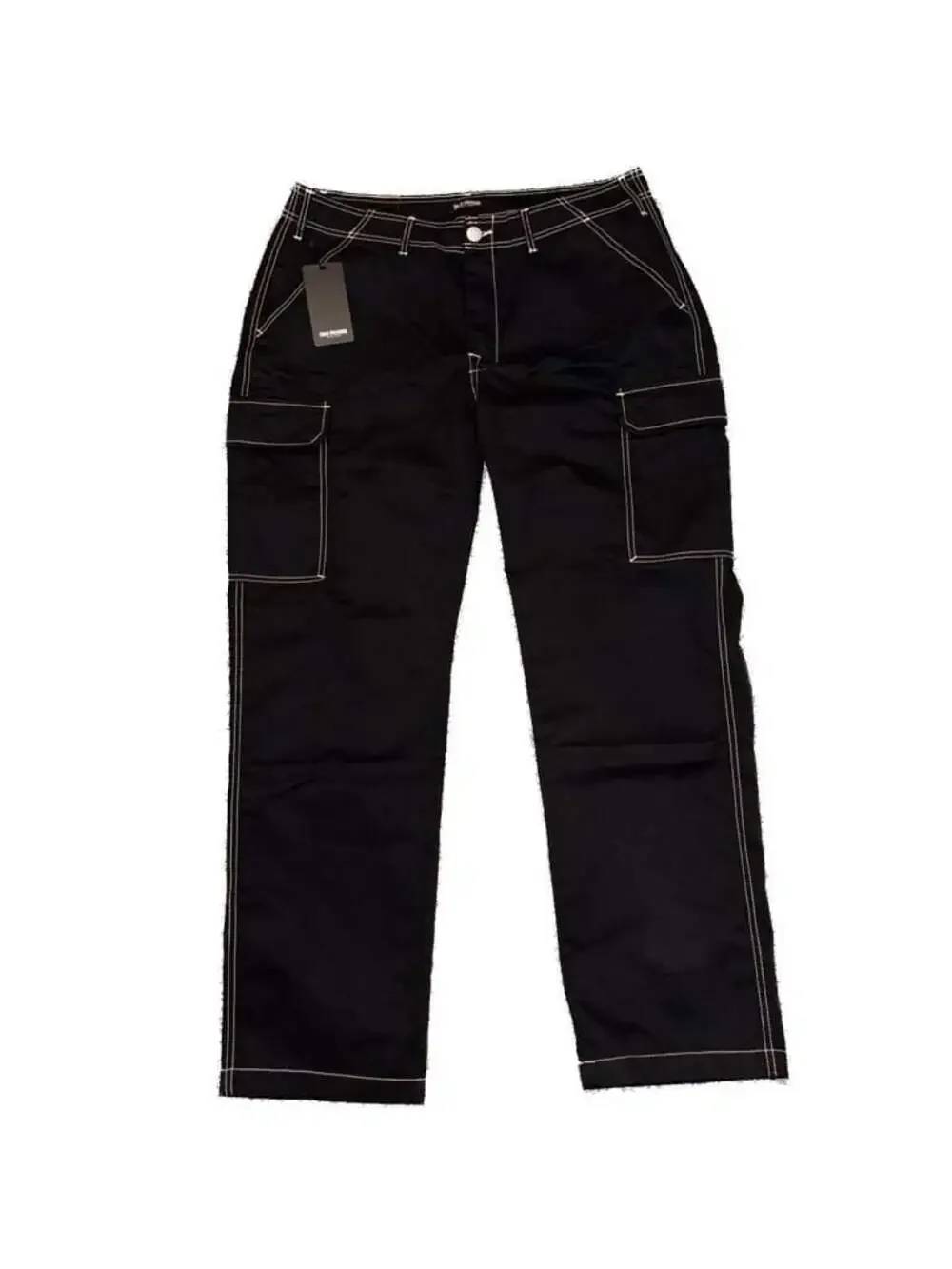 True Religion Jet Black Contrast Stitch Cargo Pants. NWT. Size 36