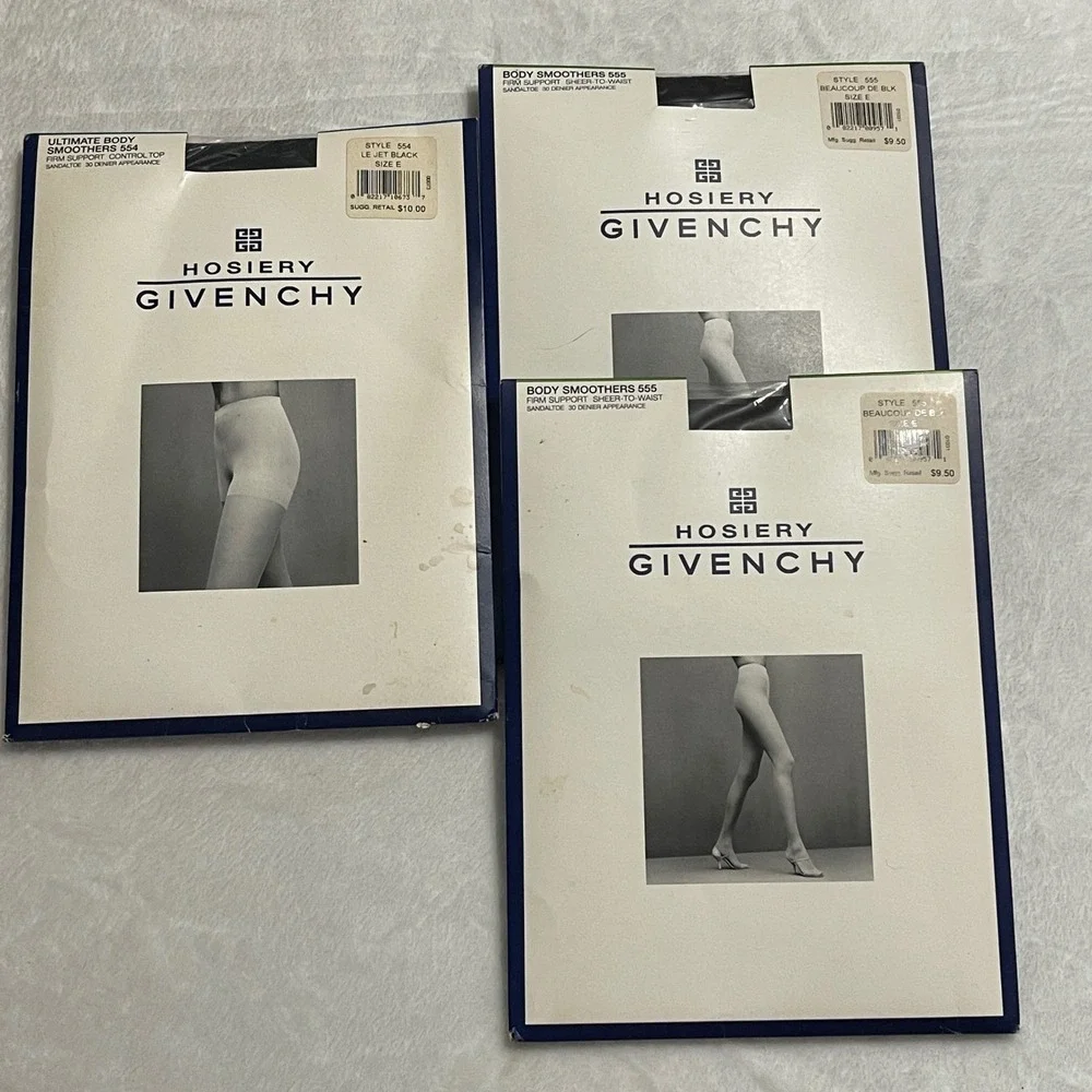 Givenchy Hosiery Bundle 3pk Body Smoothers‎ 554 555 Black Size E Vintage 1999