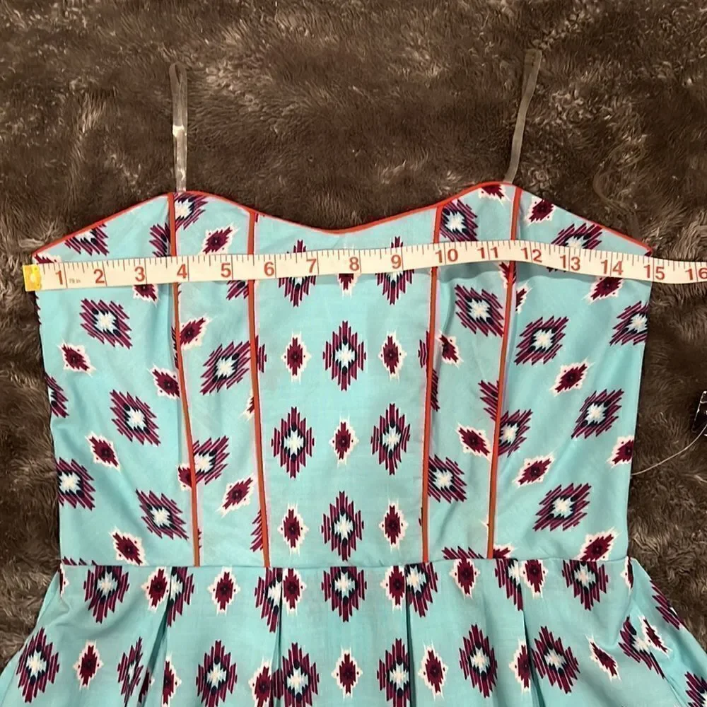 136. Teeze Me Y2K multicolor Aztec Tribal Strapless Corset dress NWT Size S