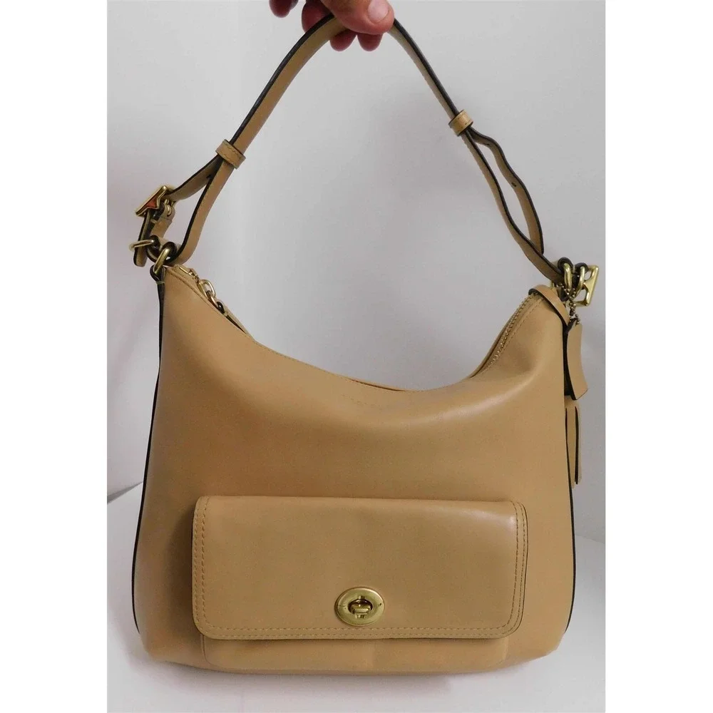 Coach 22381 Courtenay Camel Beige Leather Front Pocket‎ Hobo Bag