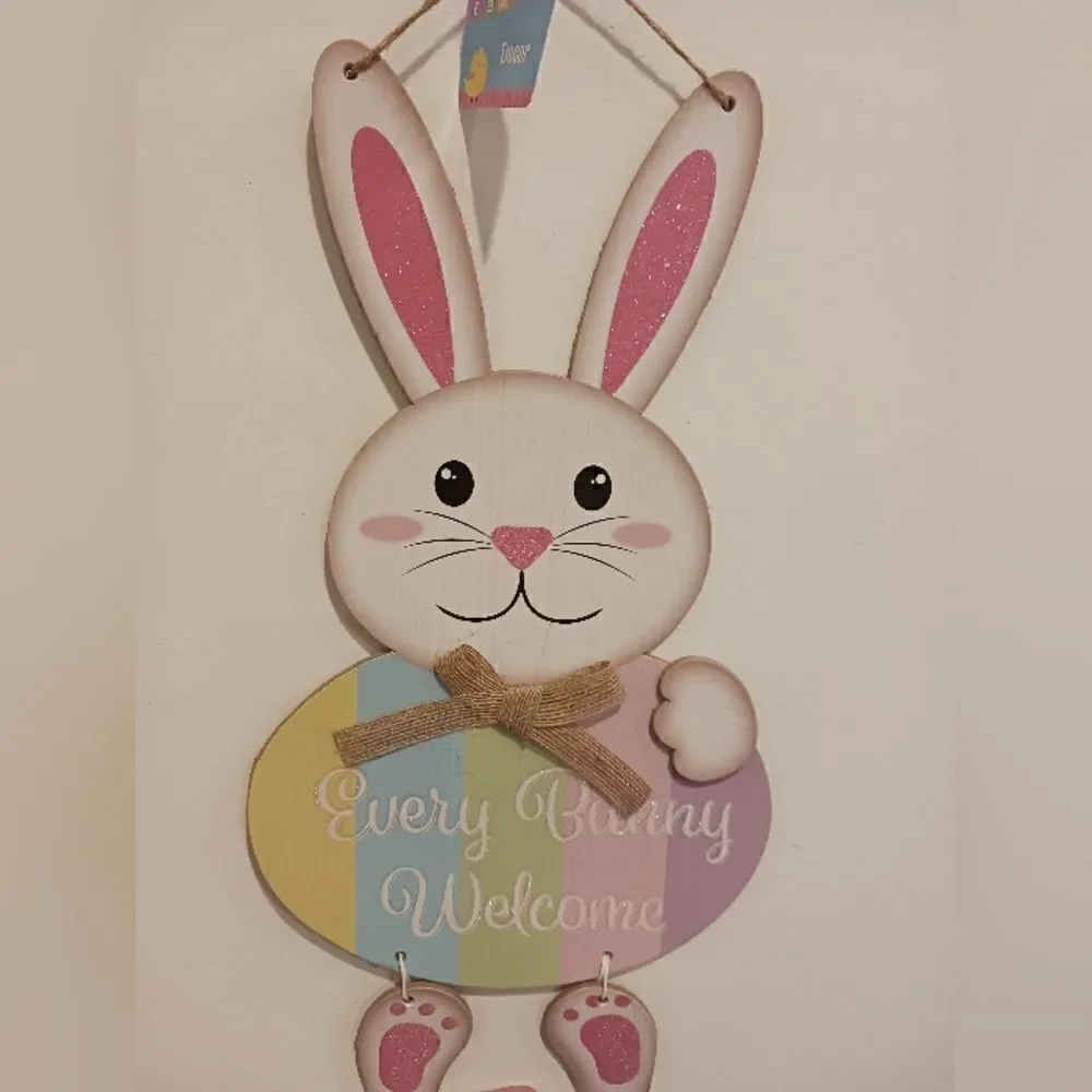 3 for 26 - Every Bunny Welcome Spring Wall Door Hanging Sign Decor welcome