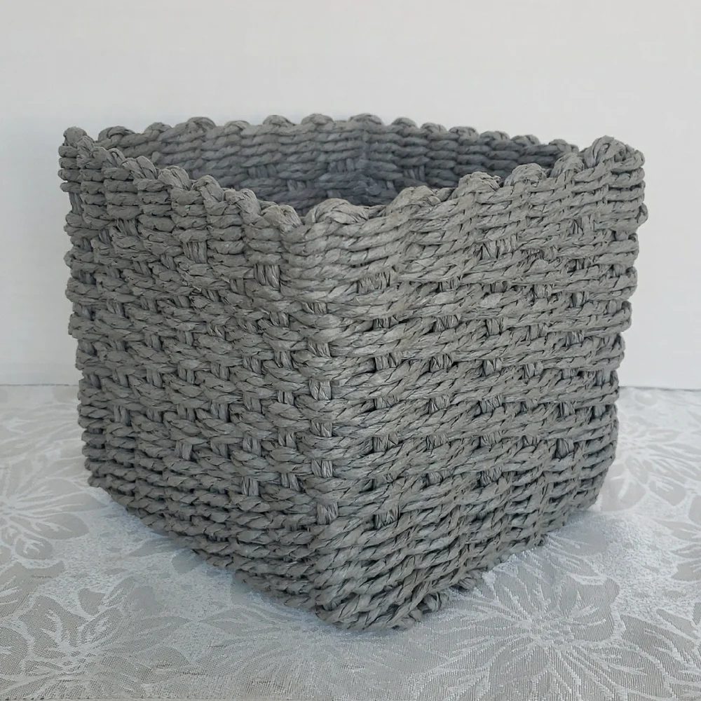 Elegant Gray Woven Storage Basket