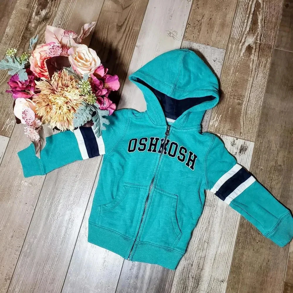 OshKosh B'gosh Green Full Zip Hoodie, Size 2T