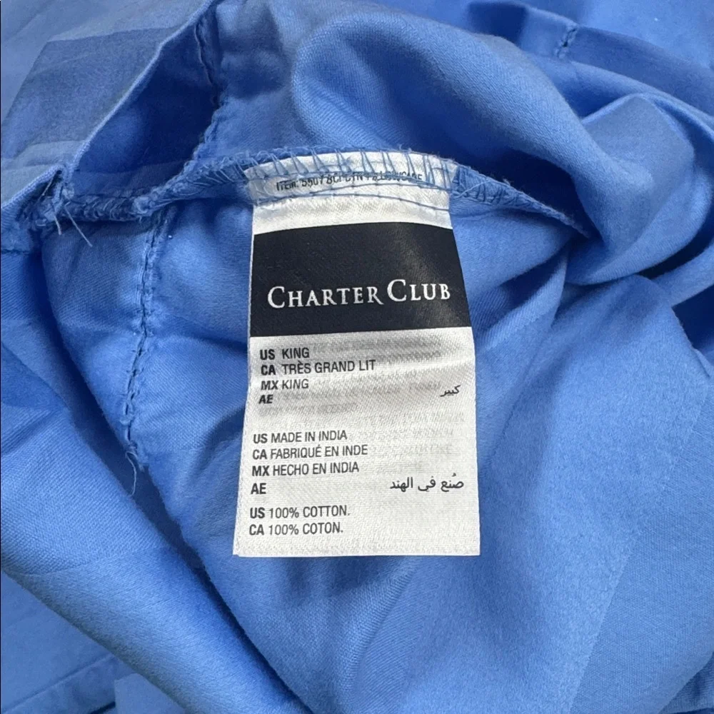 Charter Club Ocean Blue Cotton King Sheet Set & Cases
