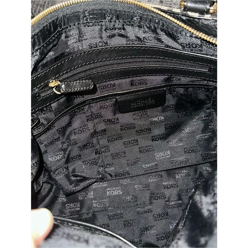 Michael Kors Large Zip Crossbody Bag with Top Handle Black canvas Monogram