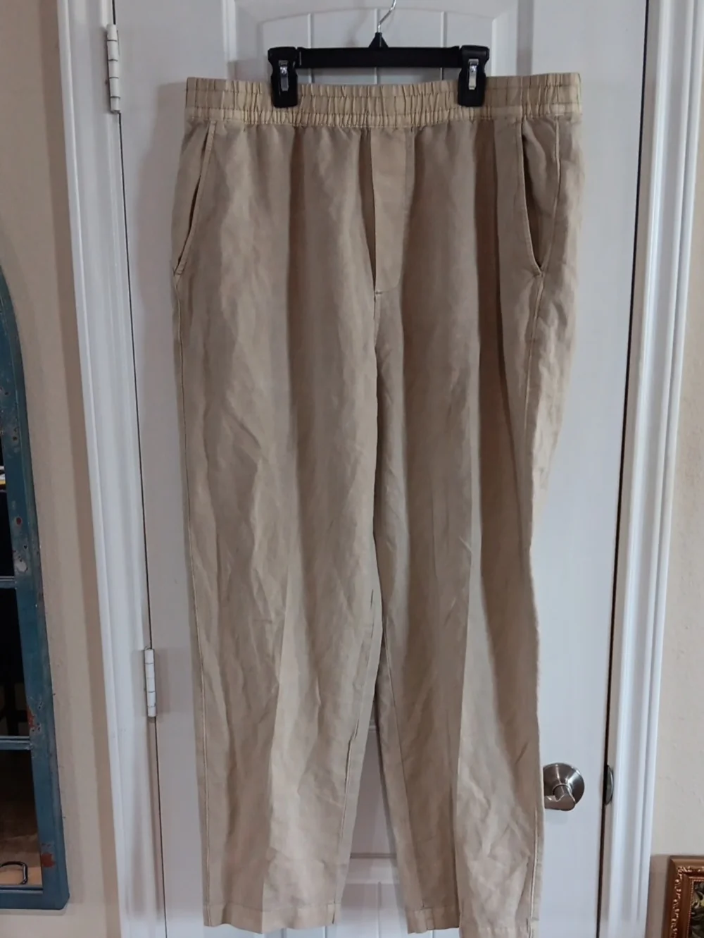 Lucky Brand Men’s Linen Cotton Pull-On Drawstring Pants Khaki XL 130187