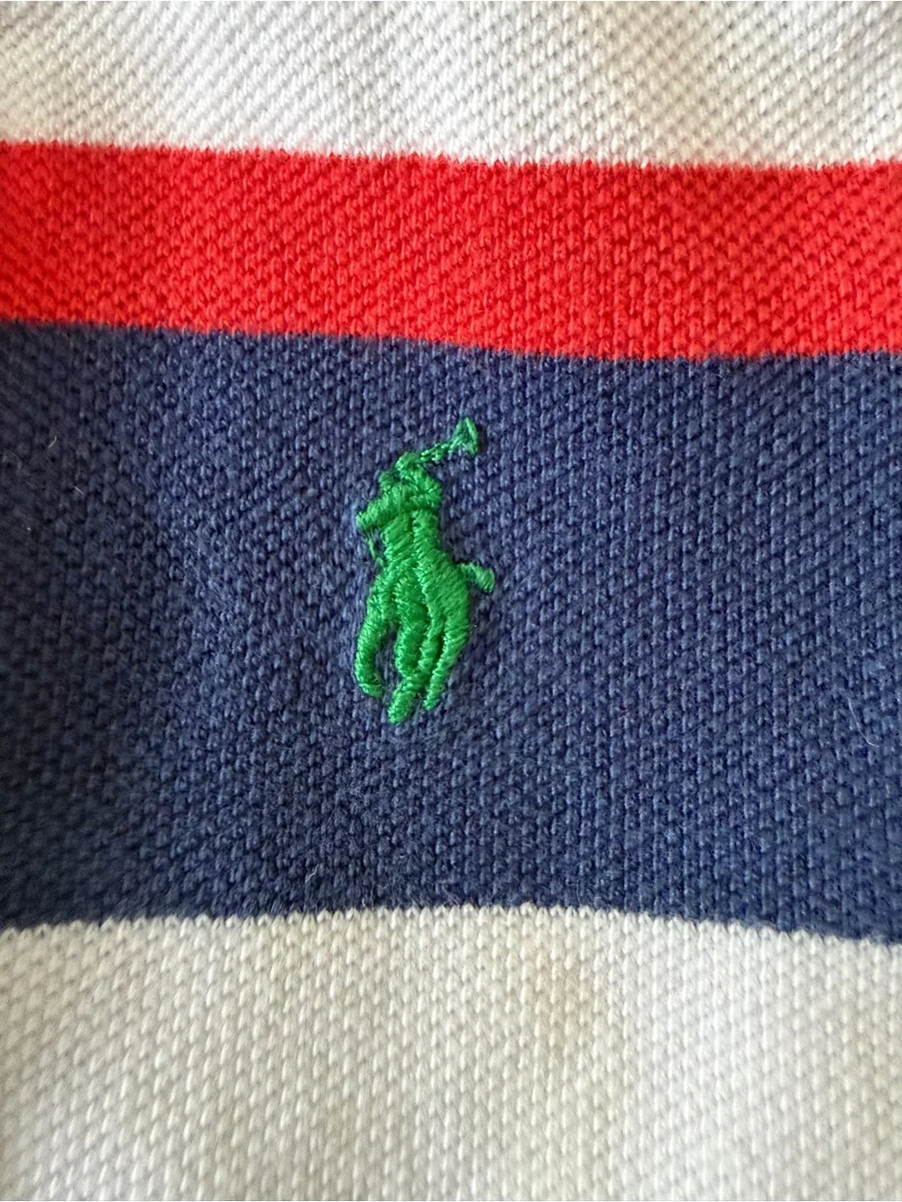 Ralph Lauren Navy Multi-Stripe Polo Romper with Bright Accent Stripes