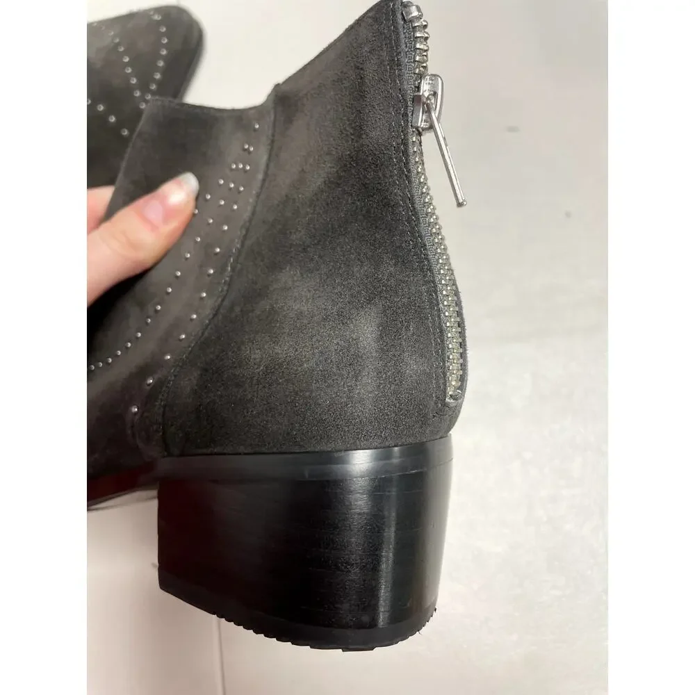 GREY CITY Women's Wendy Studded Bootie Iron Grey Suede Size 6.5 Pointed Toe