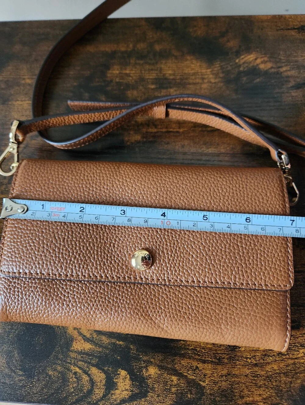 Michael Kors Mercer  Snap Button Pebble Leather  Crossbody Wallet