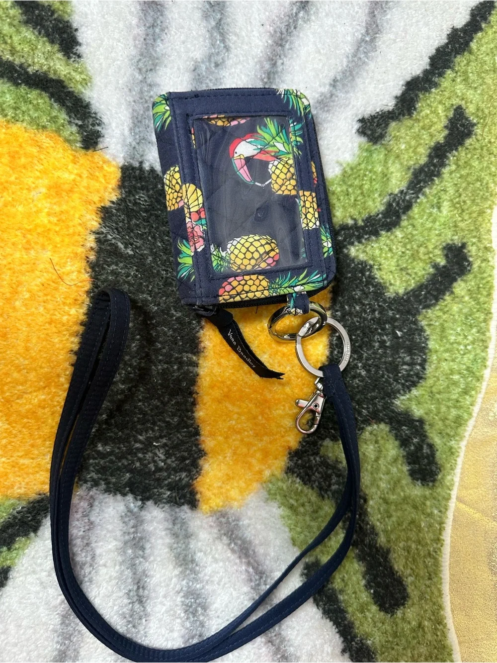 Vera Bradley Navy Quilted Pineapple Zip Key Pouch