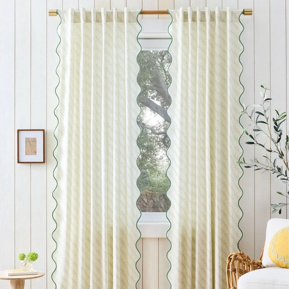 West Elm x Rhode Batik Scallop Edge Curtain 48x84