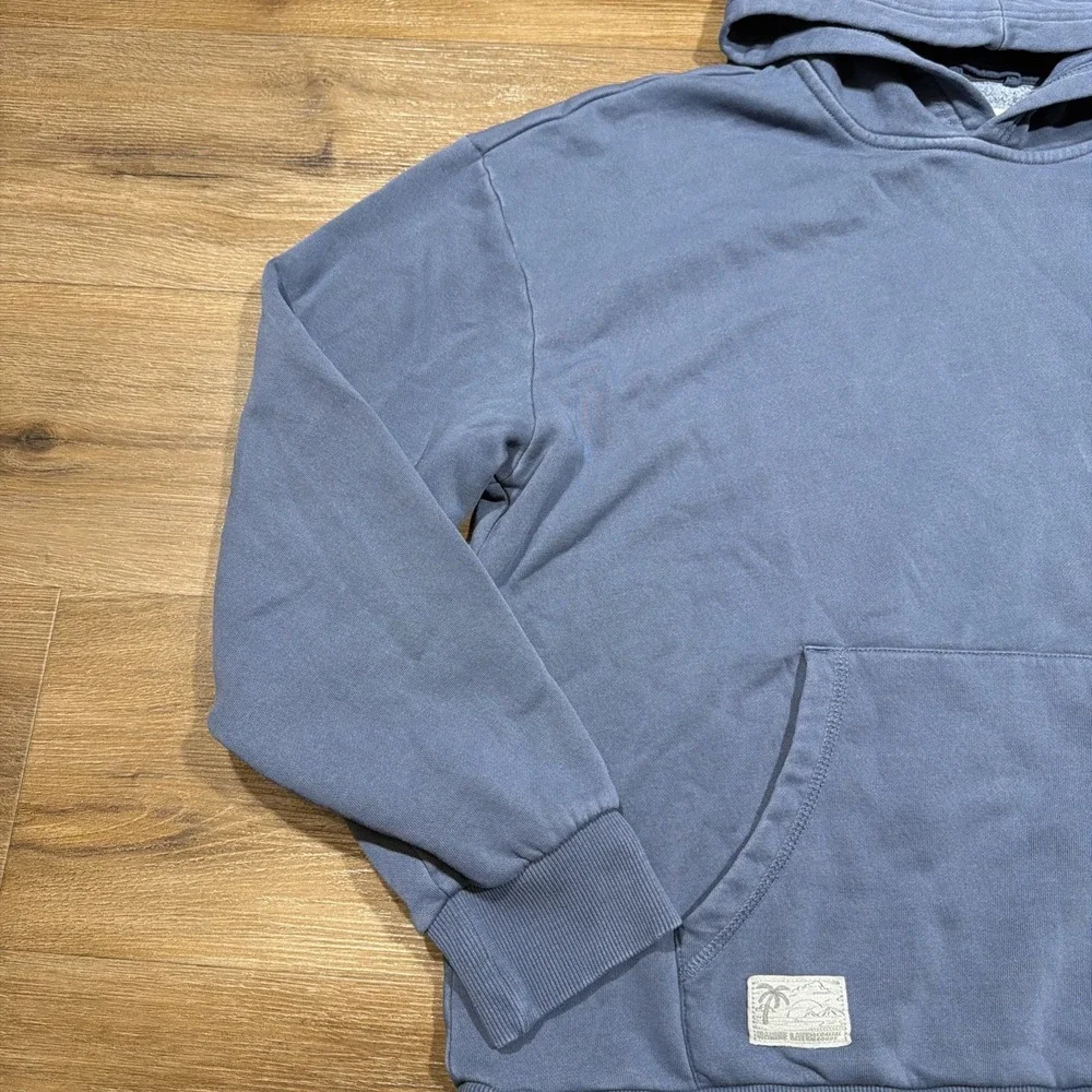 Marine Layer Cloud 9 Fleece Hoodie Men's MEDIUM Vintage Indigo Blue Palm Tree