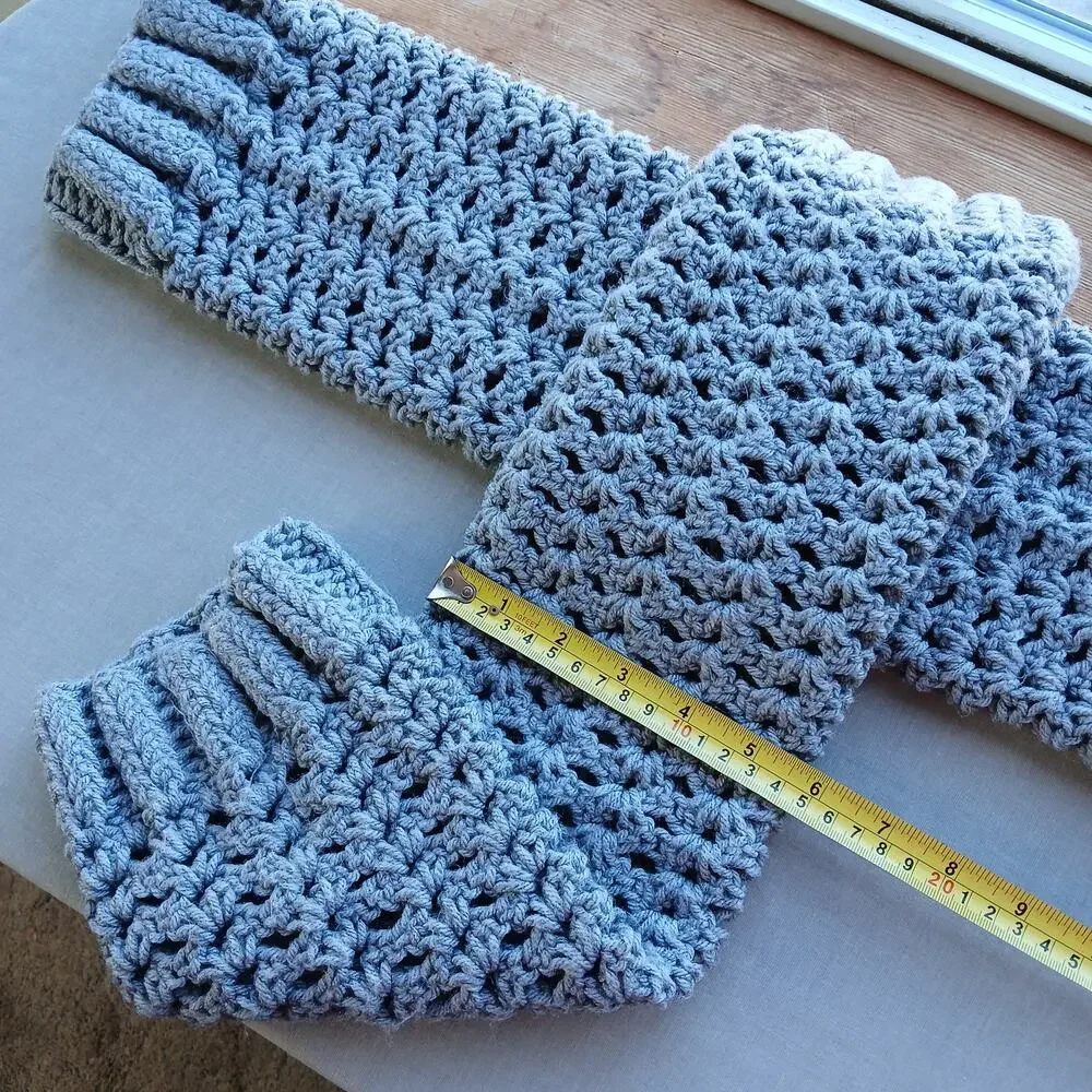 Oxford Grey Leg Warmers OSFM crochet warm thick chunky over knee dance premade