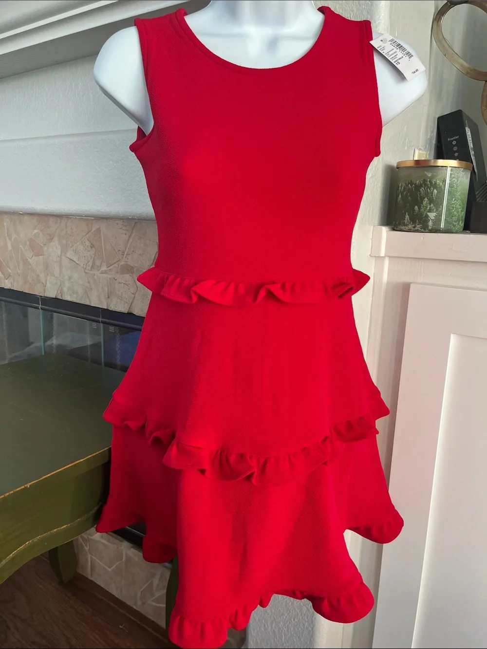 The Children's Place Red Sleeveless Ruffle Dress