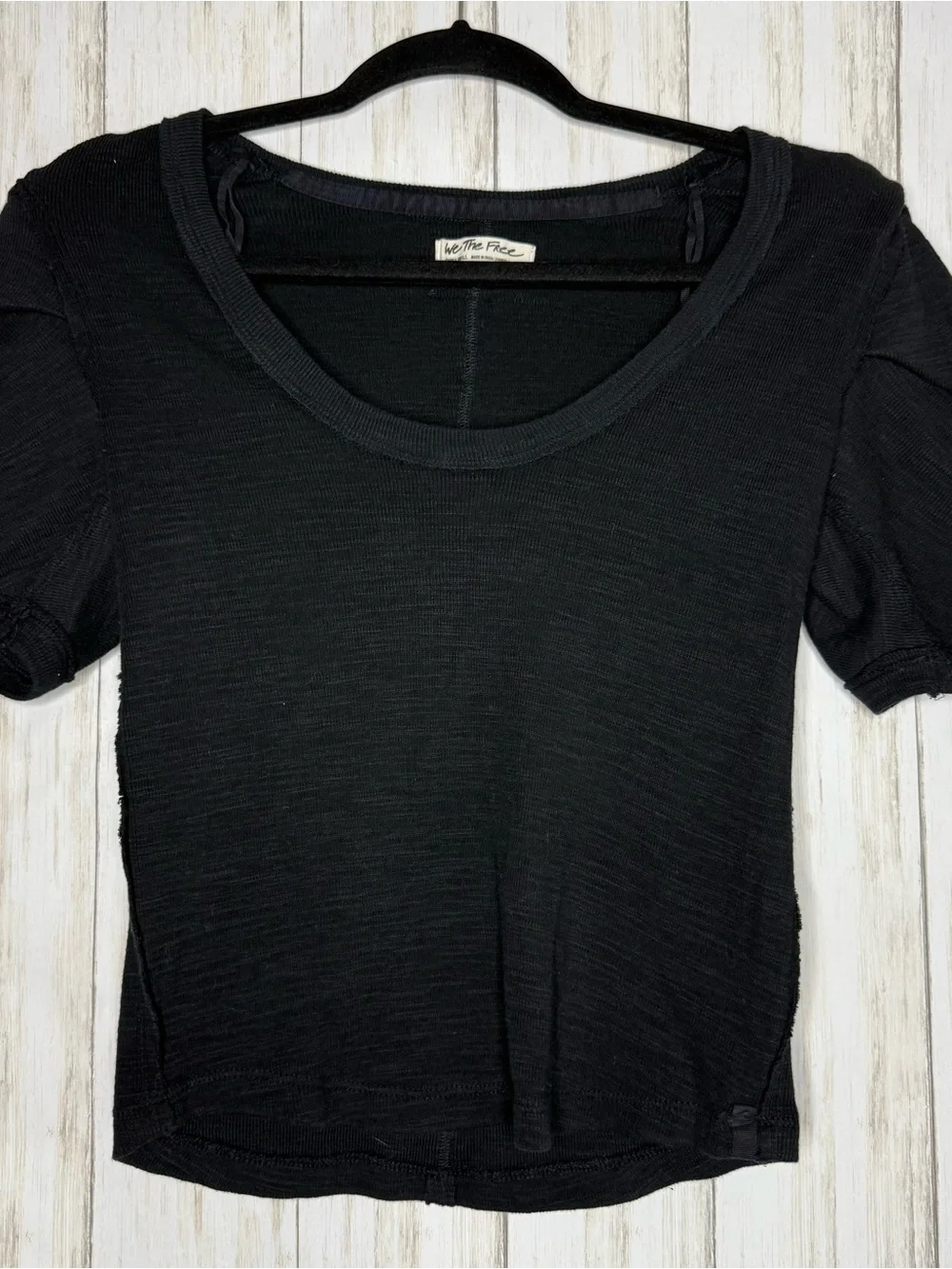Free People Puffy Sleeve black tee XS