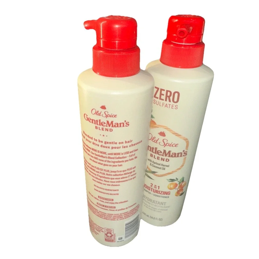 2x OLD SPICE Gentleman's Blend Moisturizing 2-in-1 Shampoo APRICOT + COCONUT Oil