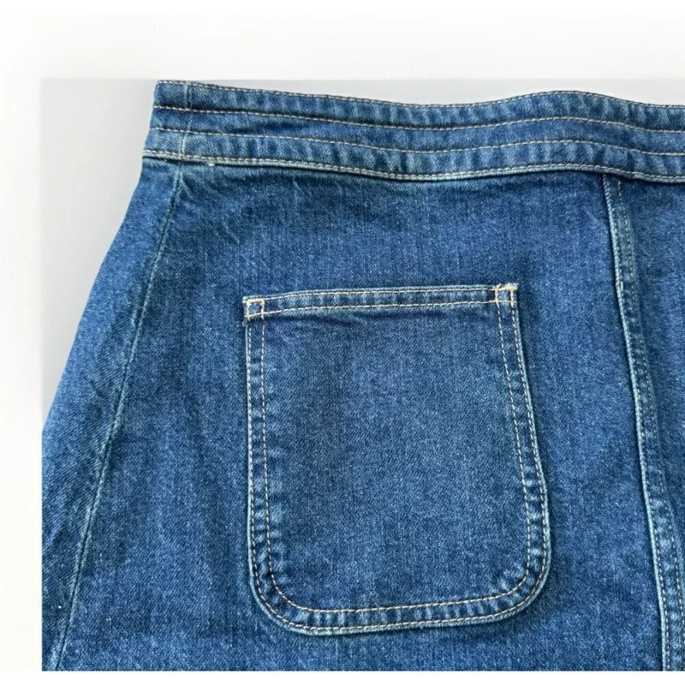 Womens LOFT Denim Patch Pocket Skirt Size 6 in Classic Mid Wash Side Zipper