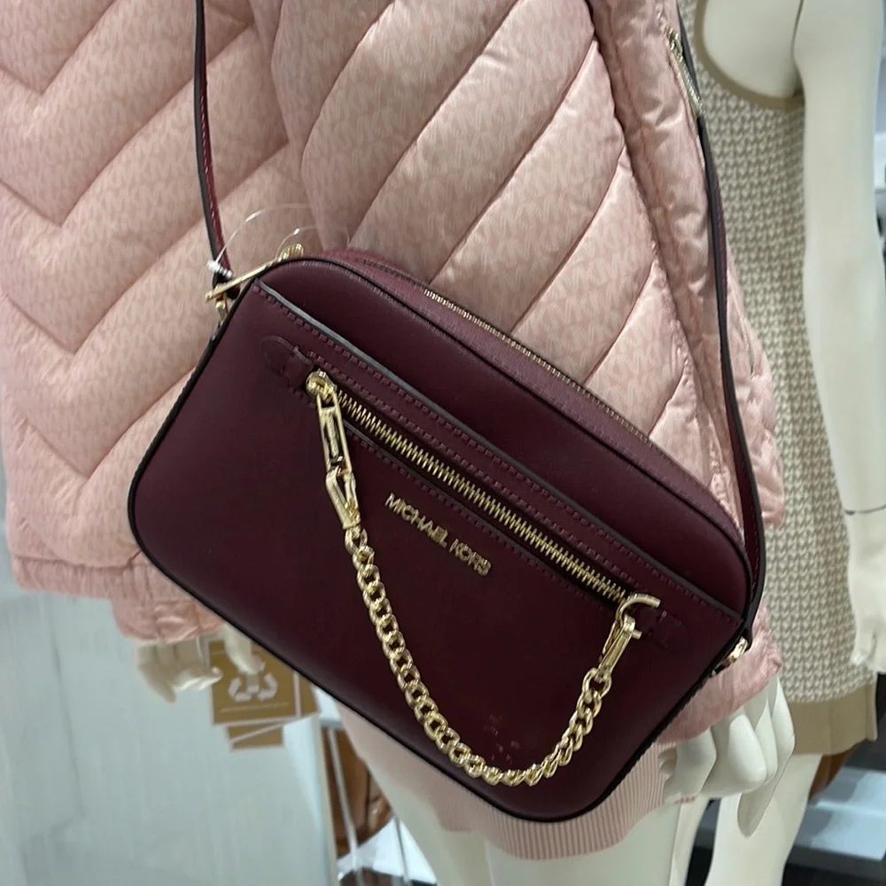 Michael Kors Jet Set Item Large East West Zip Chain Crossbody Merlot