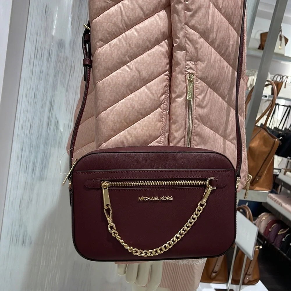Michael Kors Jet Set Item Large East West Zip Chain Crossbody Merlot