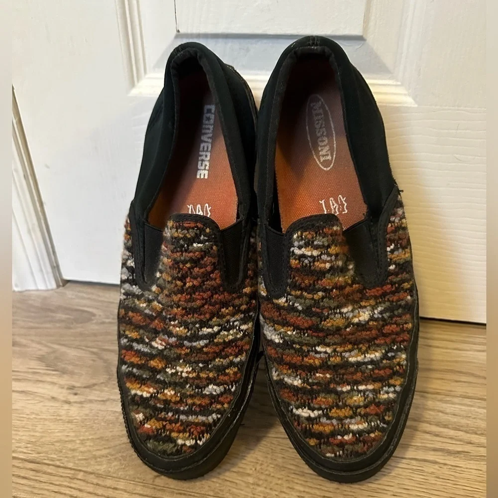 Converse x Missoni Deck Star Cashmere and Satin Multicolor Slip On Sneakers