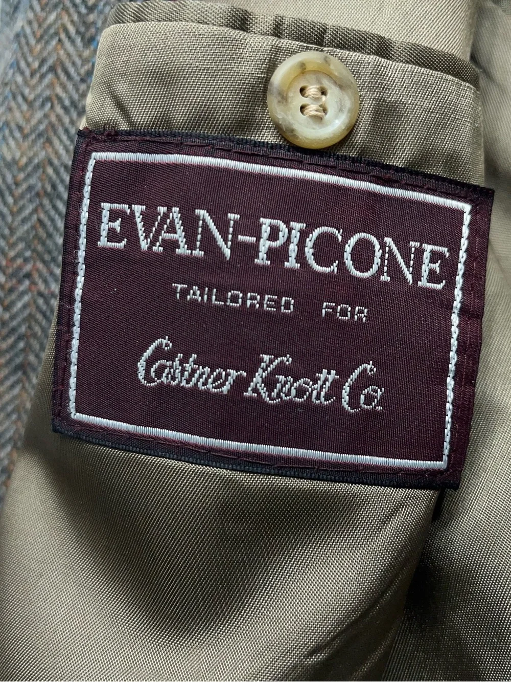 EVAN PICONE Wool Sport Coat Jacket Mens Size 42 Reg Brown Herringbone Blazer