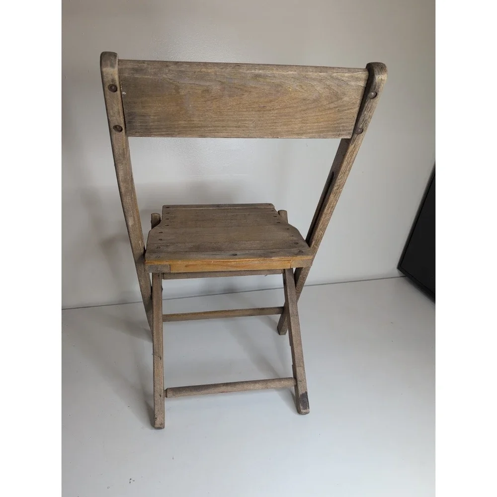 Antique Vintage Slat Wood Folding Chair Snyder Chair Co. USA