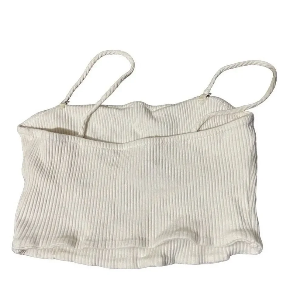 Free people beach ribbed white cropped top size small