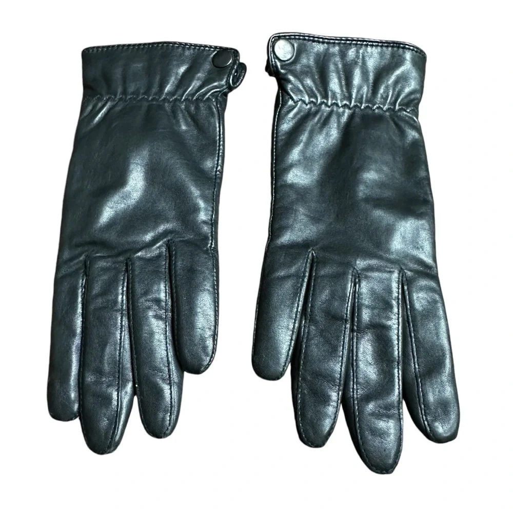 Beautiful Black Leather Lined Women's Gloves, Thinsulate, Small