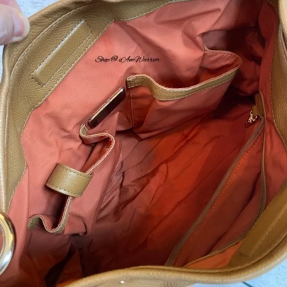 Cole Haan toffee pebble leather studded hobo bag  *shop@iamwarrior