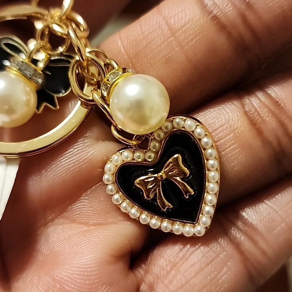Gold Heart Charm Keychain