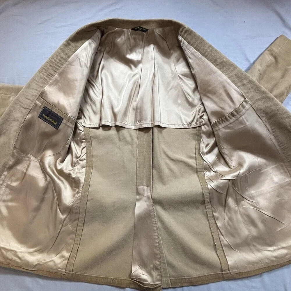 Haggar Vintage Single Breasted Tan Corduroy Sport Jacket Blazer 40