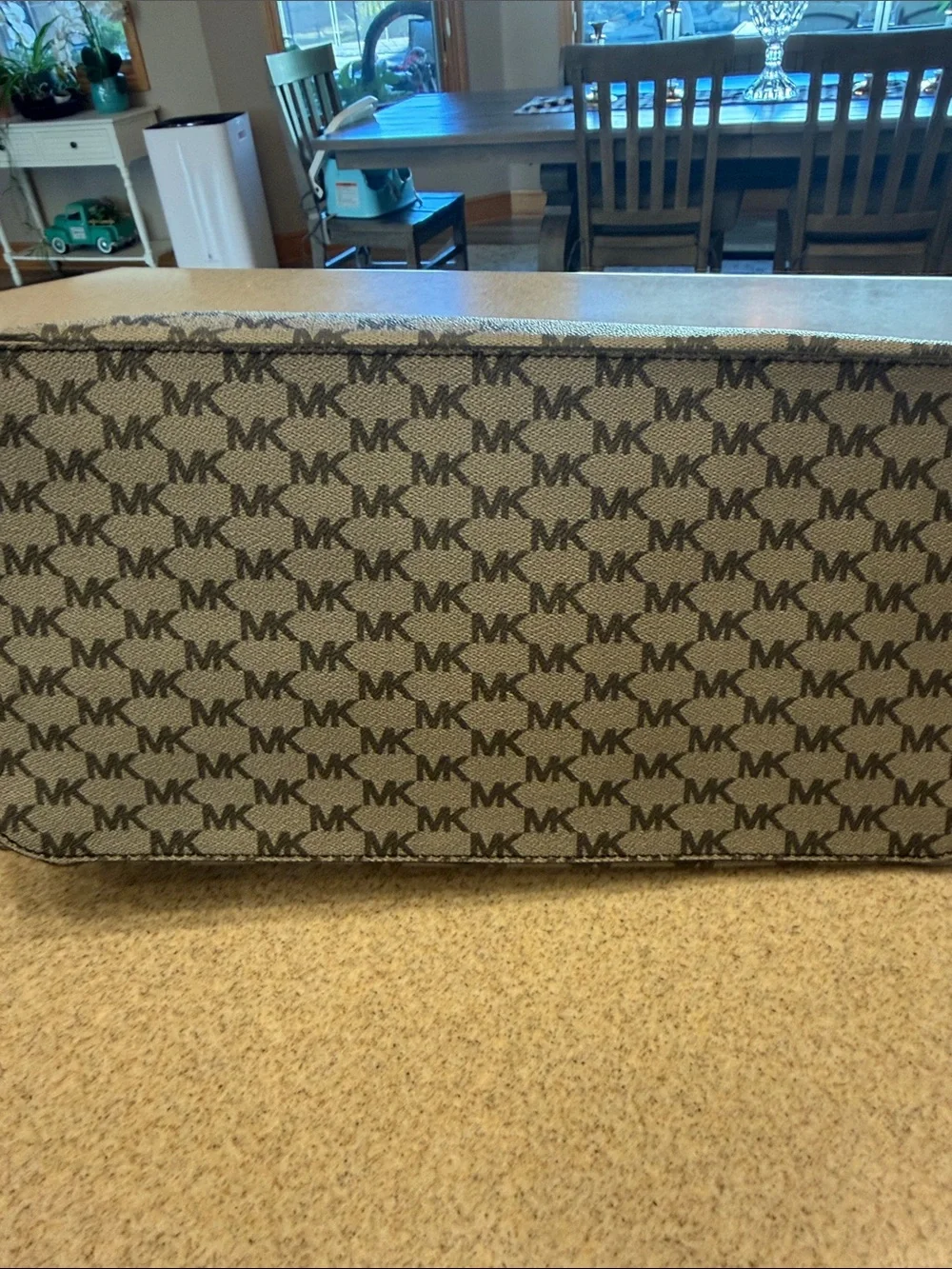 Michael Kors Black &Gray MK Logo Tote with Black Handles large