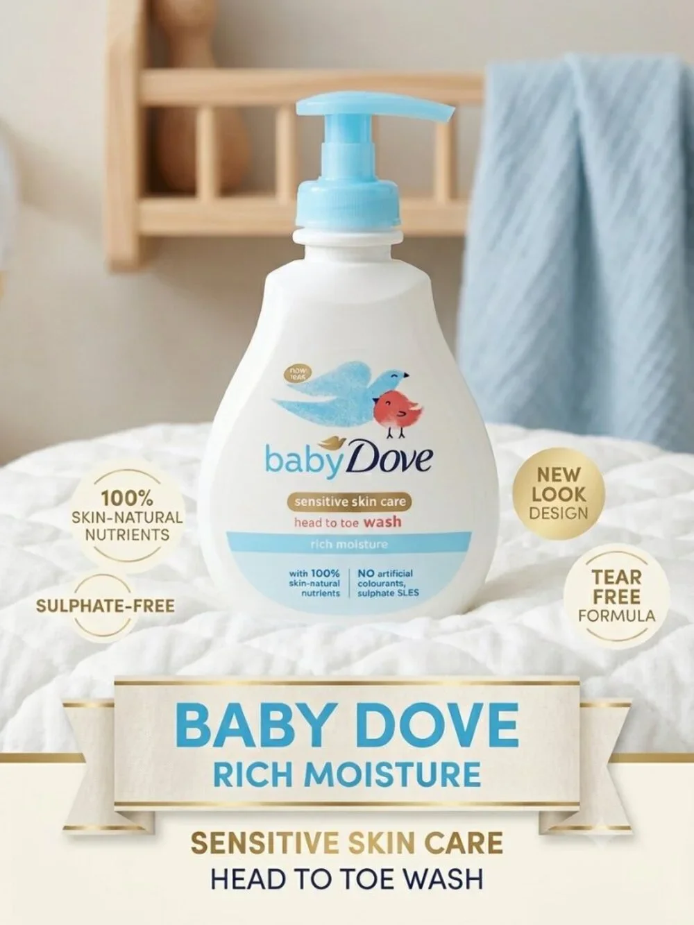 Baby Dove Sensitive Skin Care Head to Toe Wash Rich Moisture