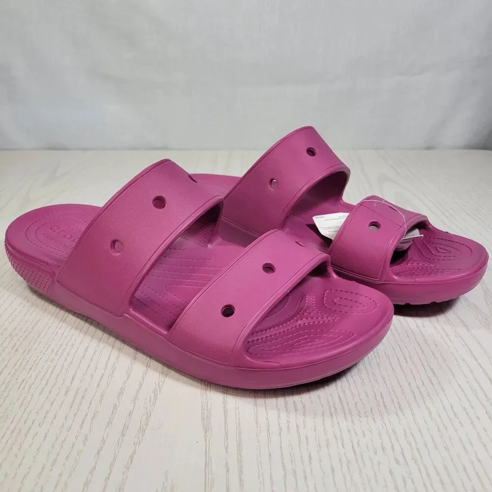 Crocs Classic 2 Strap Slide  Sandal Men’s Size 14 Think Pink Slide Fuchsia Fun