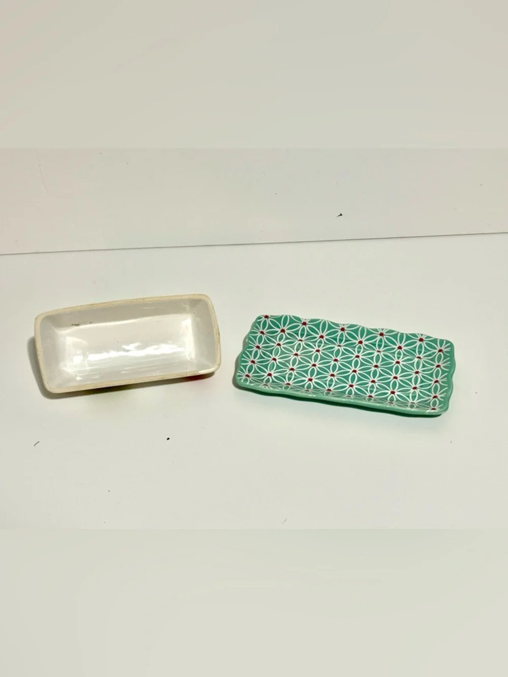 Studio California White w Blue & Red Flowers Ceramic Covered Butter Dish