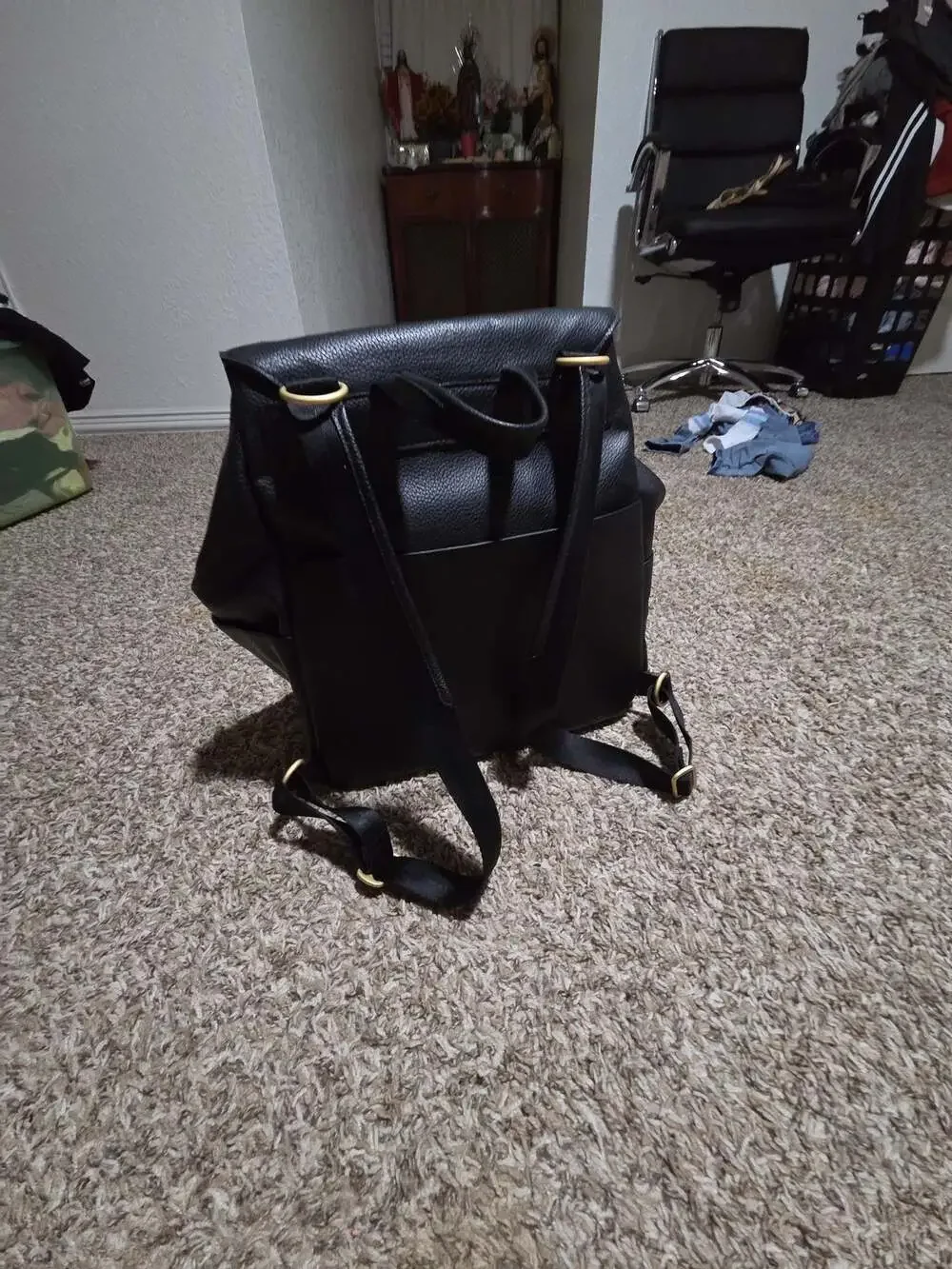 Freshly Picked Classic Diaper Backpack in Black Vegan Leather