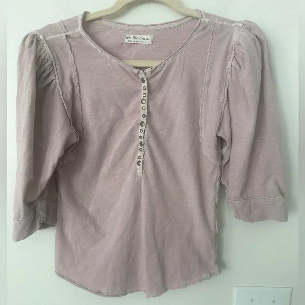 Free People WTF Snow Drop Henley S (Rose)