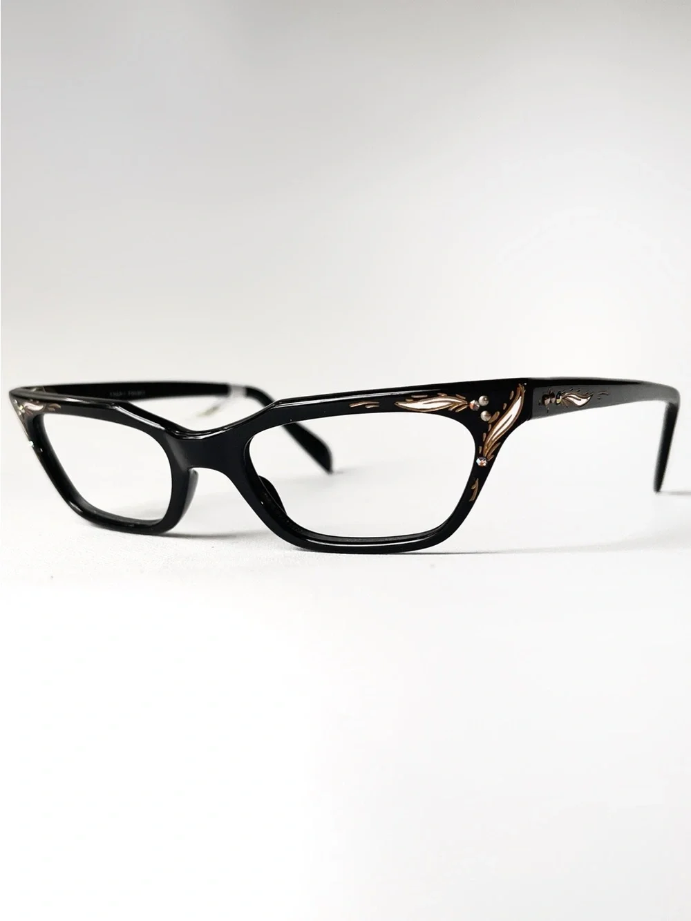 Vintage 50’s Petite Fit Eyeglasses NOS MCM Low Cat Eye Rhinestone Glasses