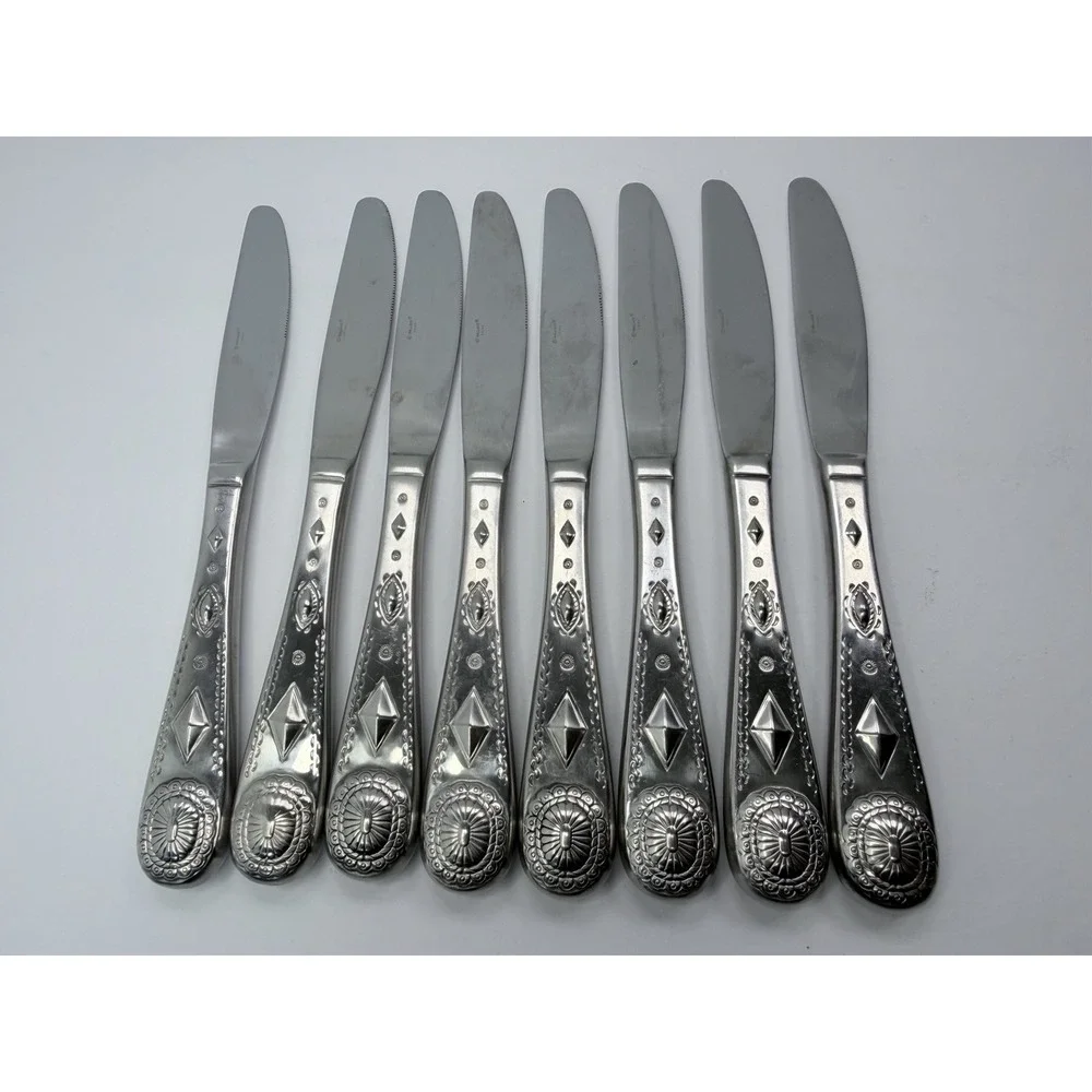 Wallace TAOS 18/10 Stainless Steel Flatware Dinner Knives Lot of 8 Southwest