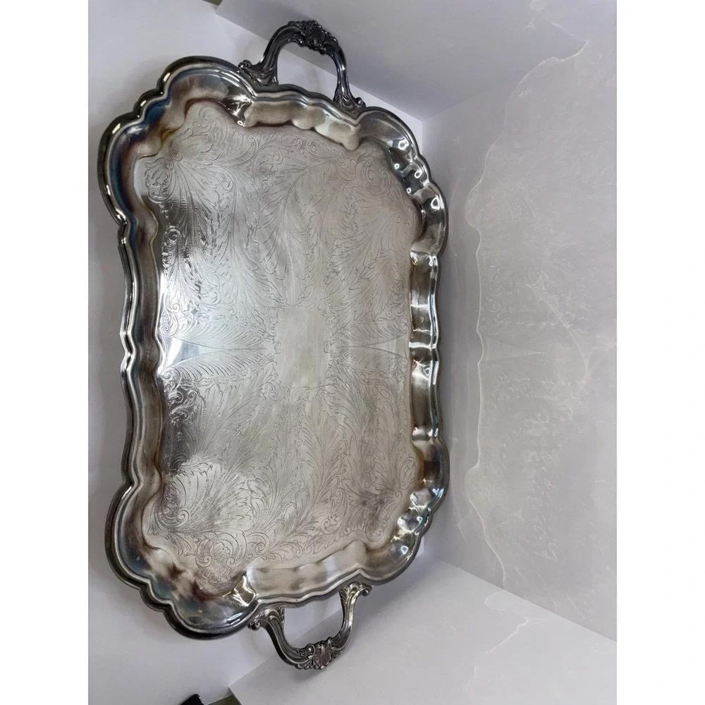 Vintage Large Silver Tray With Handles. F.B.‎  Rogers Heavy