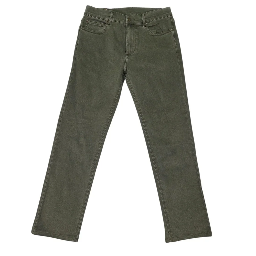 Marine Layer Slim Straight Pants Mens 30‎ Olive Green Denim Jeans Excellent